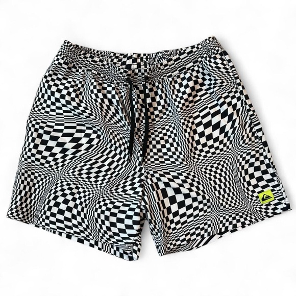 Quiksilver Men's Optical Illusion Checkered  Swim Trunks size L - Picture 1 of 7